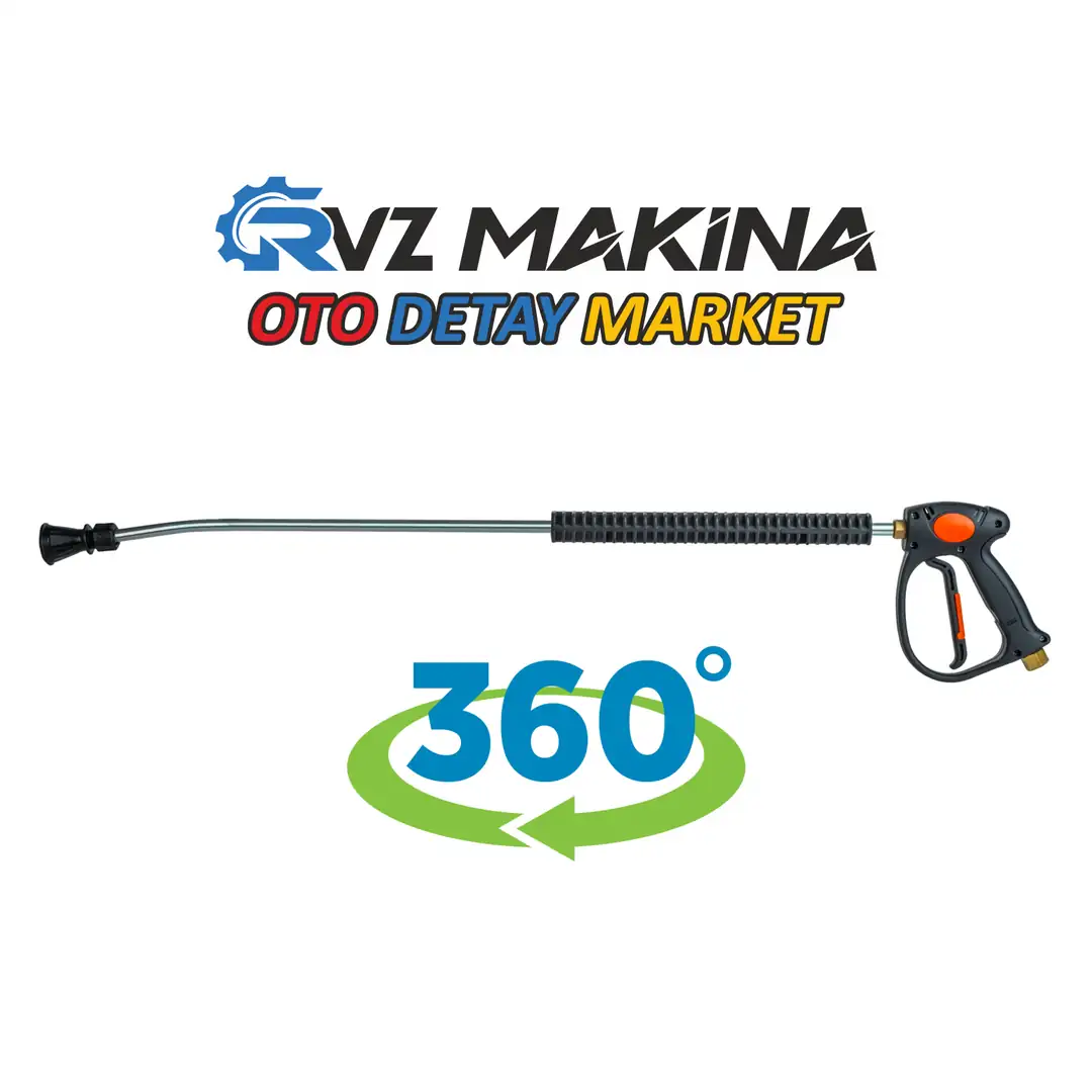 360 Derece Dönerli Tetikli Oto Yıkama Tabancası İtalyan Model Nozullu - 100 Cm