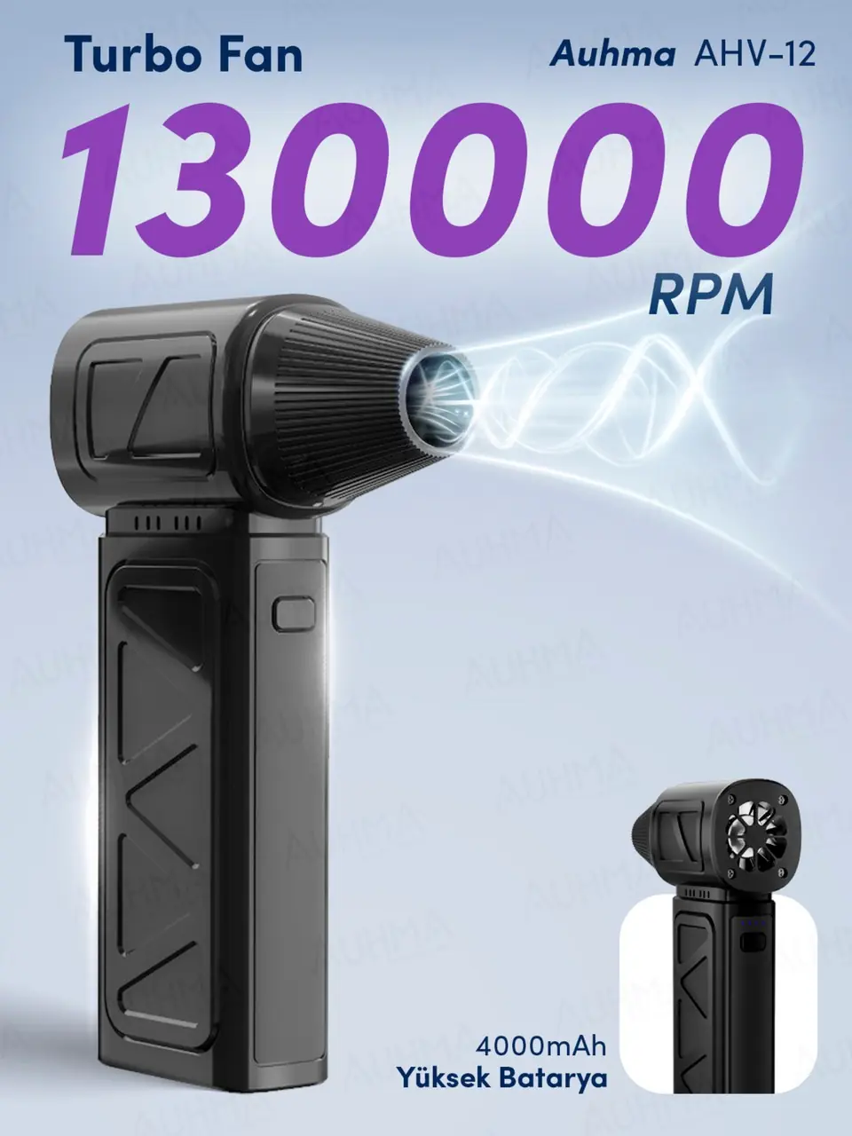 Auhma AHV-12 Turbo Jet Fan 130.000 RPM Fırçasız Motorlu Elektrikli Hava Kompresörü – 4 Vitesli, Taşınabilir Çantalı