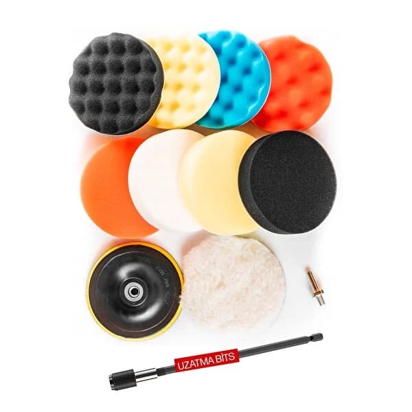 Beyazıt 12 Parça 115 Mm Pasta Cila Polisaj Süngeri Matkaba Uyumlu Fırça Seti Parlatma Kit
