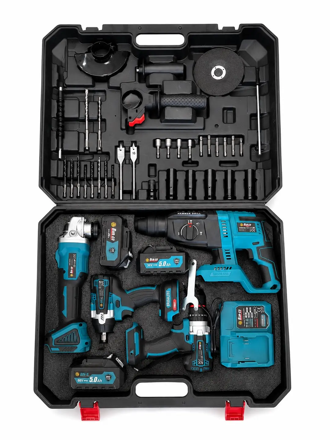 BN-5 Profesyonel 4'lü Şarjlı Set - Matkap - Avuç İçi Taşlama - Somun Sıkma - Kırıcı Hilti