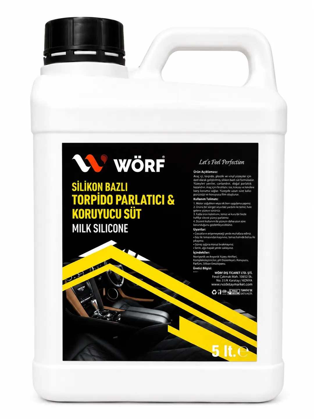 Wörf Silikon Bazlı Torpido Parlatıcı ve Bakım Sütü 5 LT.